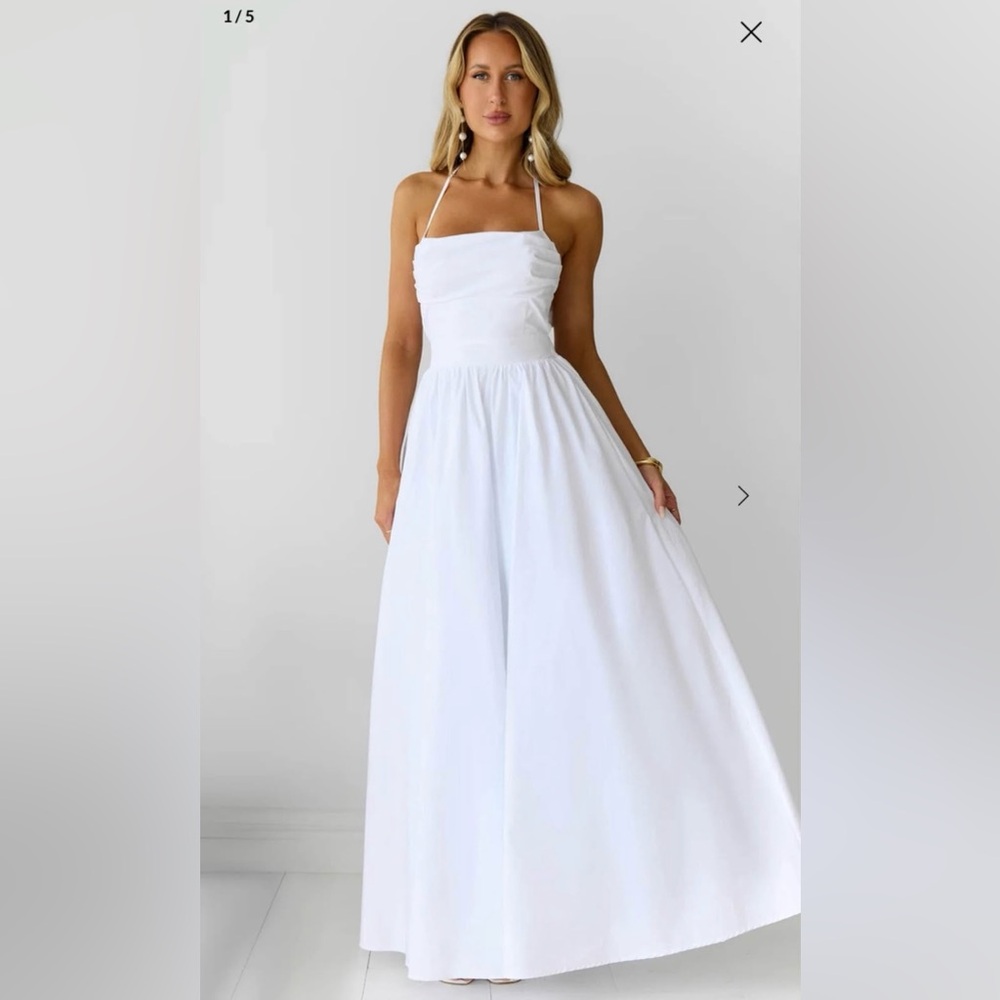 Hello Molly White Halter Maxi Dress